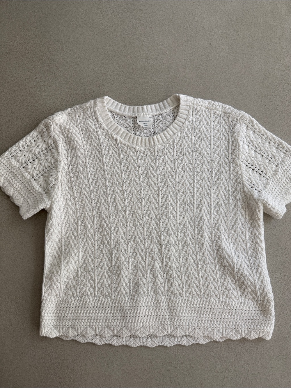 Abercrombie Lightweight White Knit Short-Sleeve Top